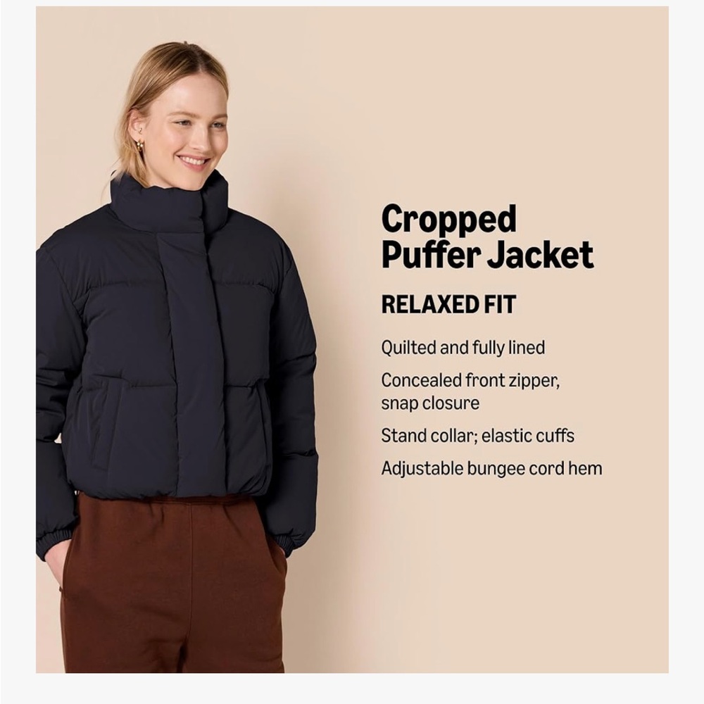 Amazon Essentials Black Puffer Jacket S - image 2